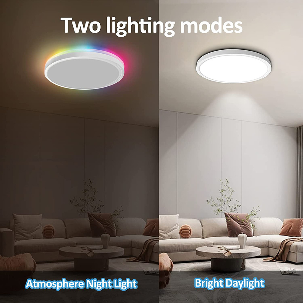 Smart Home Lighting RGBCW Wifi Voice Surplife APP RGB Color Change 12 Inch Flush Mount LED Ceiling Light for Bedroom Living room