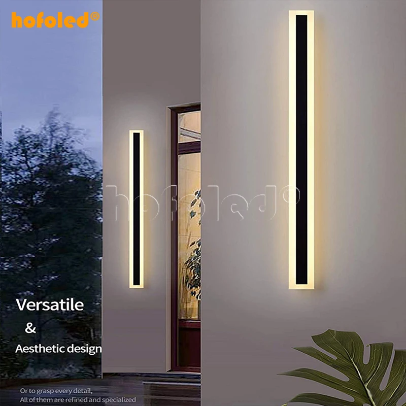 Minimalist Courtyard Black Long Strip LED Linear Waterproof Wall Lamp Porch Sconce Light Villa LED Wall Lights for Outdoor