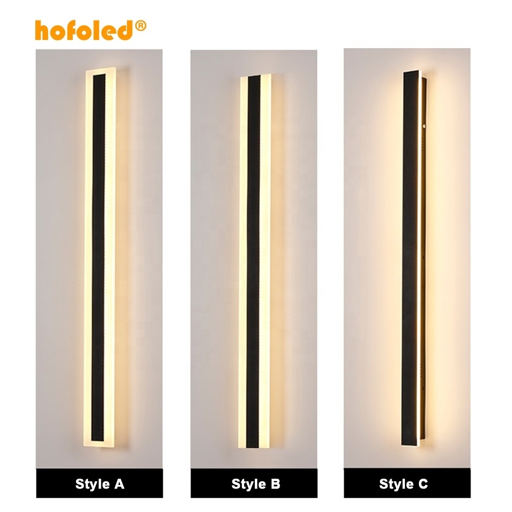 Hofoled Linear Up Down Exterior Light LED Aluminum Garden Door Home Waterproof Sconce Black Outdoor Wall Light