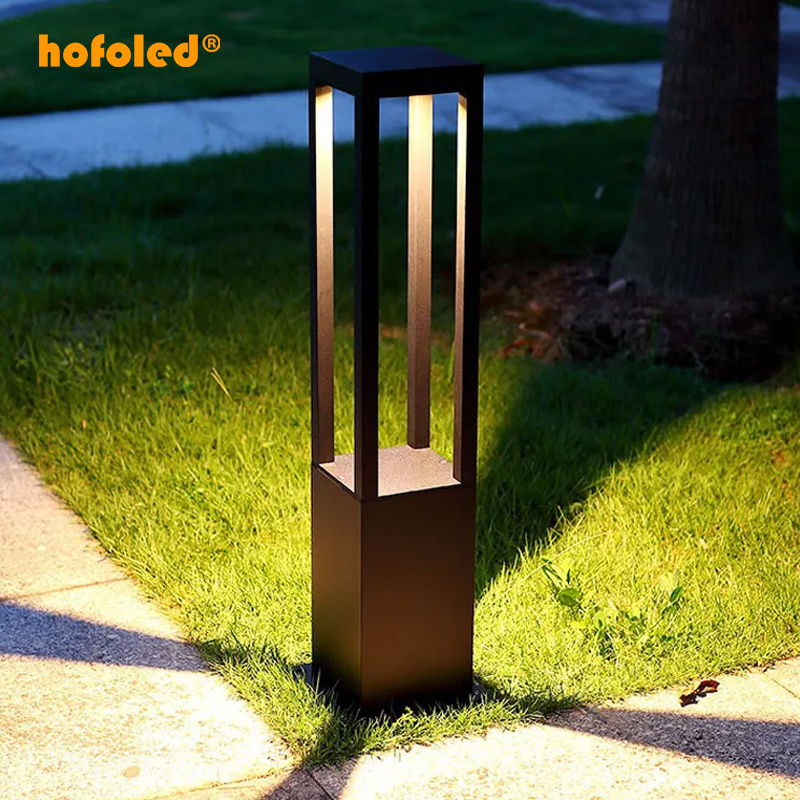 Modern IP65 Waterproof Pillar Bollard Lights Landscape Pathway Outdoor Led Lawn Lawn Solar Garden Lighting