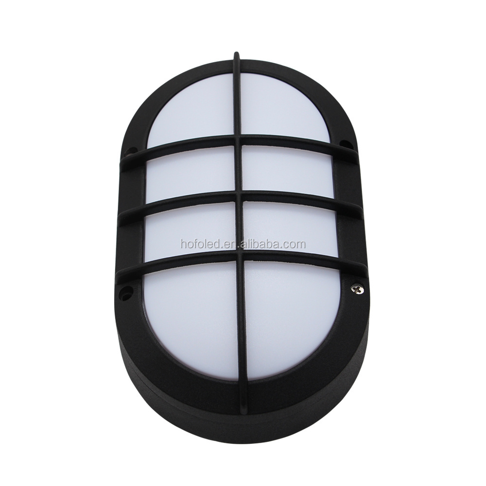 IP65 Outdoor Caged Bulkhead Light 10W Oval Wall Mounted Night Light