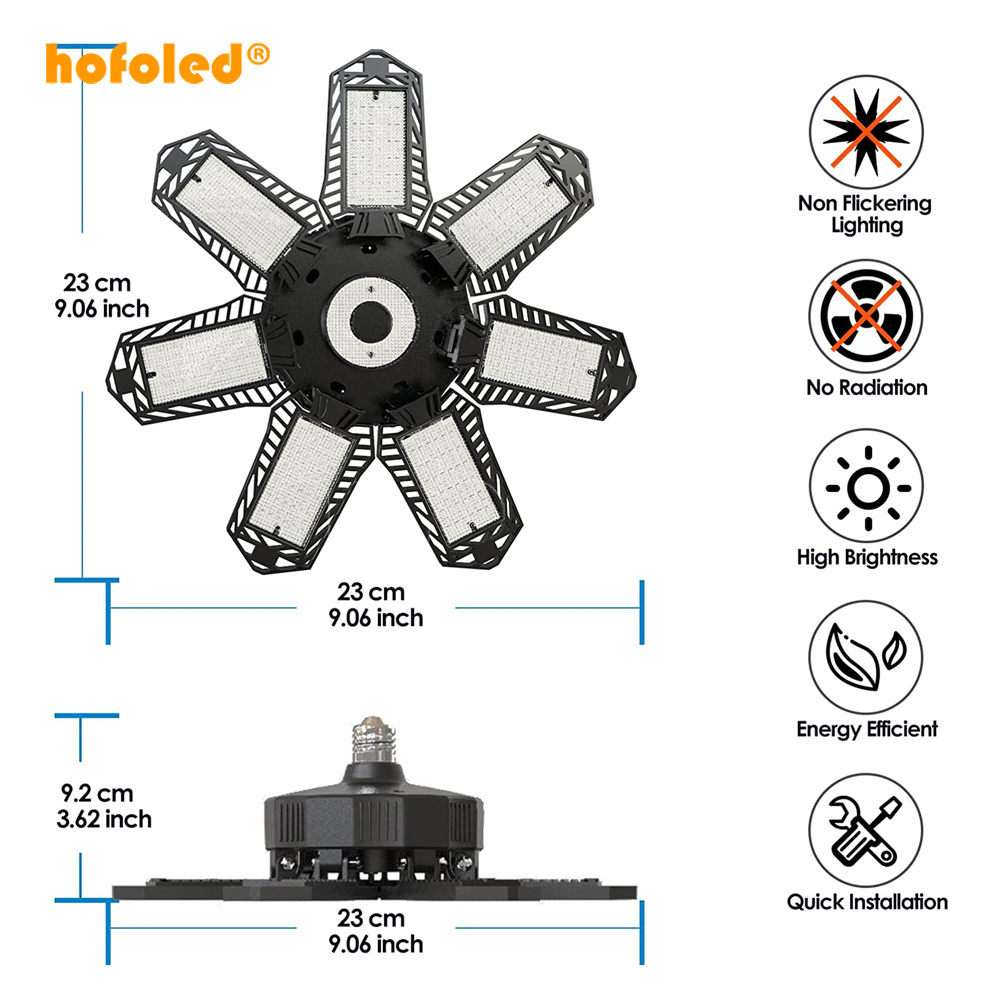 Hofoled Motion Activated Warehouse Ceiling Lights Lighting LED Bulb Fixture LED Shop Garage Light