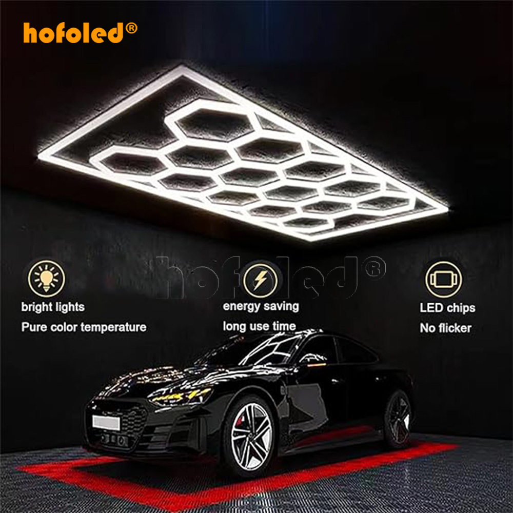 Honeycomb Led Linear Hexagon Auto Car Detailing Work Light Garage Ceiling Hexagonal Led Lights