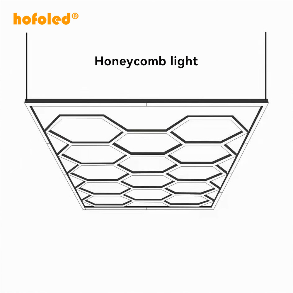 Honeycomb Led Linear Hexagon Auto Car Detailing Work Light Garage Ceiling Hexagonal Led Lights