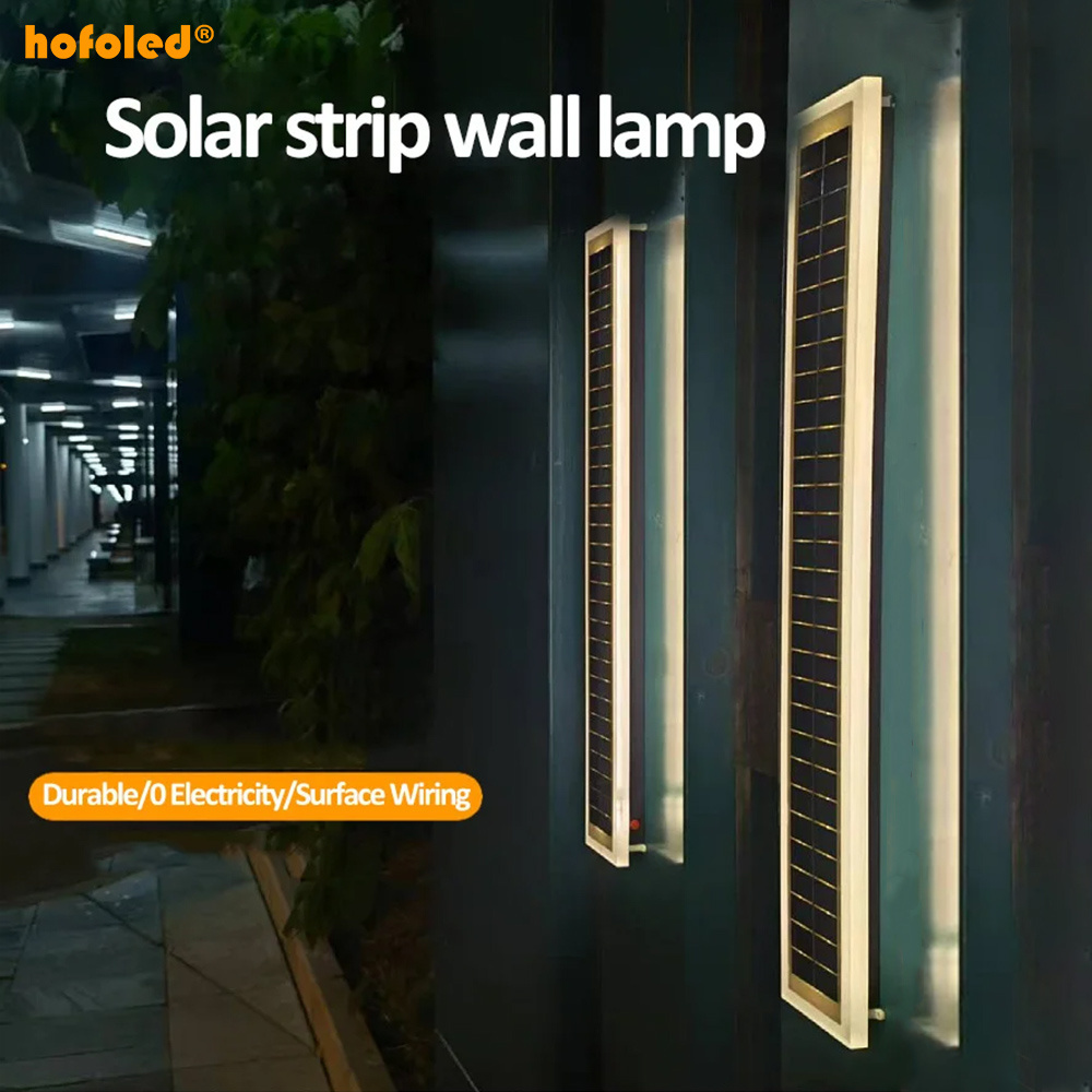 Exterior Led Lights Solar Powered Sconces Wall Lighting Aluminum and Acrylic Outside Solar Linear Wall Light