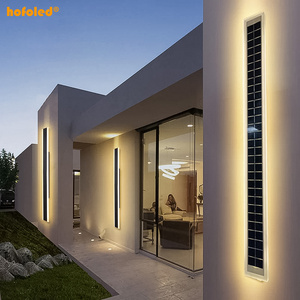 Exterior Led Lights Solar Powered Sconces Wall Lighting Aluminum and Acrylic Outside Solar Linear Wall Light