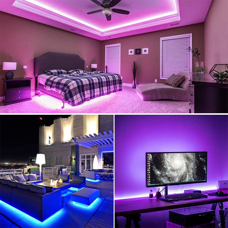 Hofoled Waterproof 5050 LED Color Changing DIY Flexible RGB LED Strip Light with 44 key Remote for Home Lighting Bar Kitchen Bed