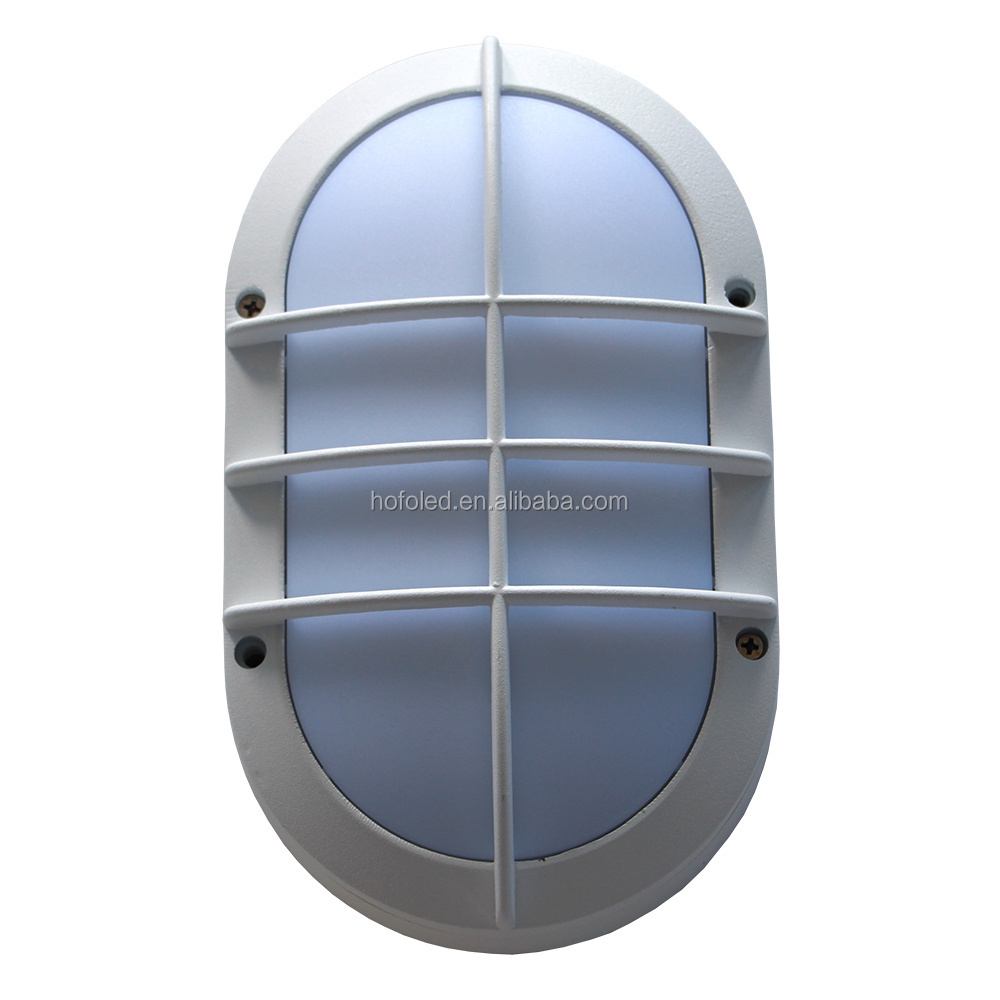 IP65 Outdoor Caged Bulkhead Light 10W Oval Wall Mounted Night Light