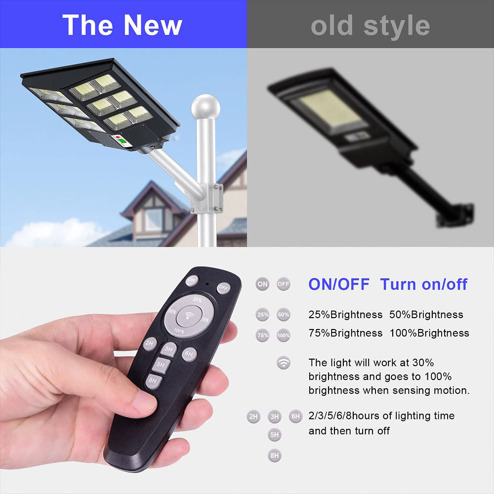 Hofoled 2000W All-In-One Integrated Streetlight Remote Control IP65 Waterproof Outdoor Solar LED Street Light