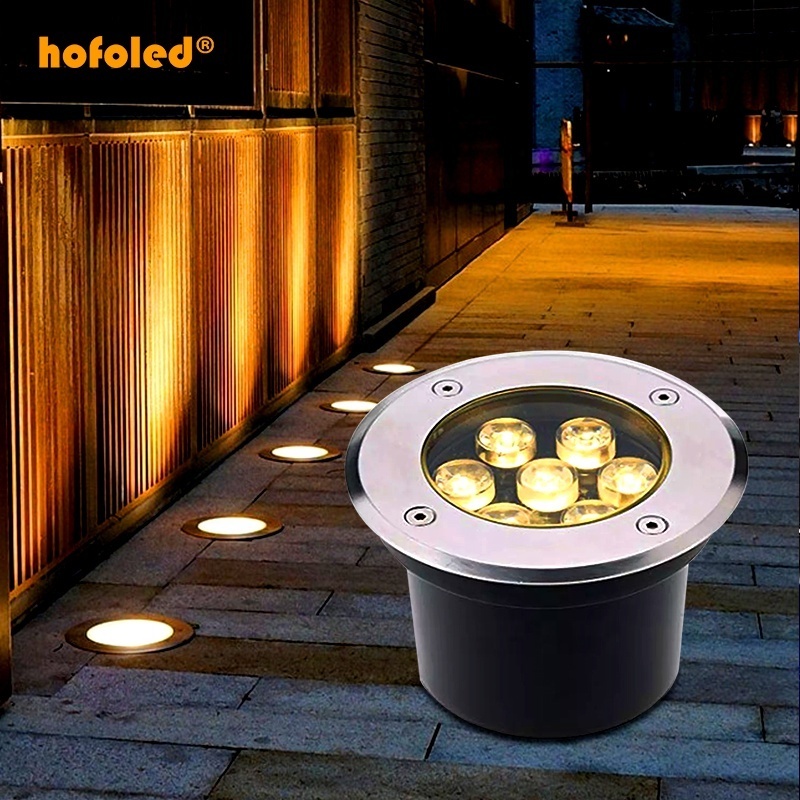 Hofoled Waterproof Inground Uplight Landscape Light Recessed Outdoor Deck Garden Ground IP67 Buried Lamp Led Underground Light