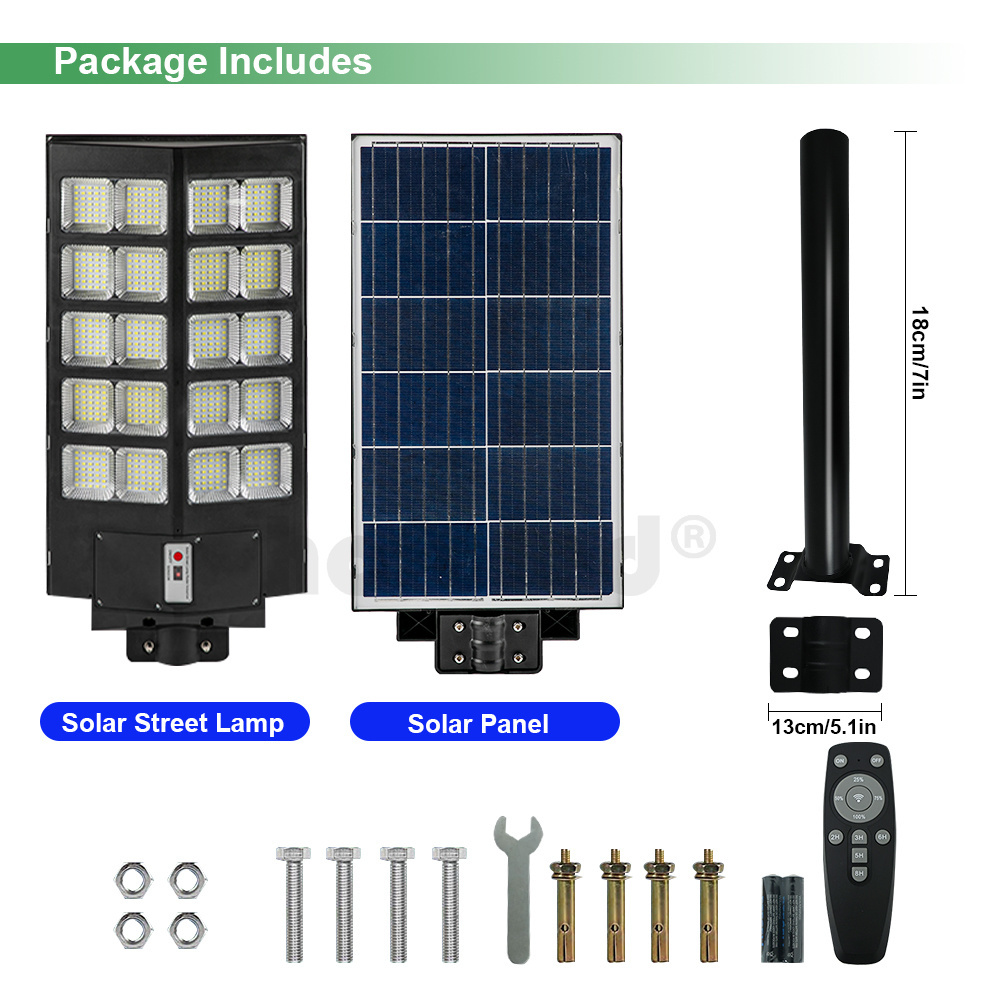 HOFOLED Aluminum Outdoor Solar Street Lamp With Remote Control Waterproof Garden 2000W 600W 800W 1000W Solar Street Light