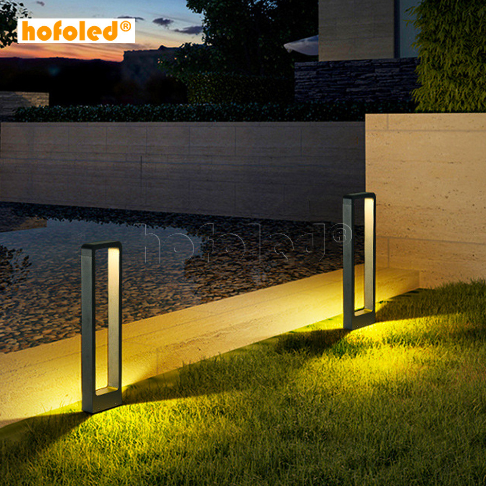 Modern IP65 Waterproof Pillar Bollard Lights Landscape Pathway Outdoor Led Lawn Lawn Solar Garden Lighting