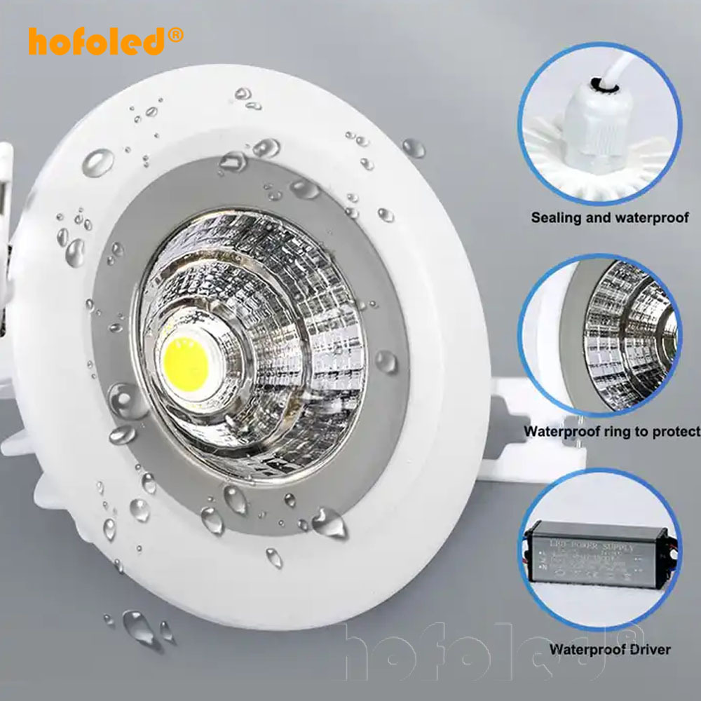 Waterproof LED Downlights 5W 7W 9W 12W 15W Round Anti-fog Spot Lights Toilet Sauna Bathroom IP65 COB Recessed LED Downlight