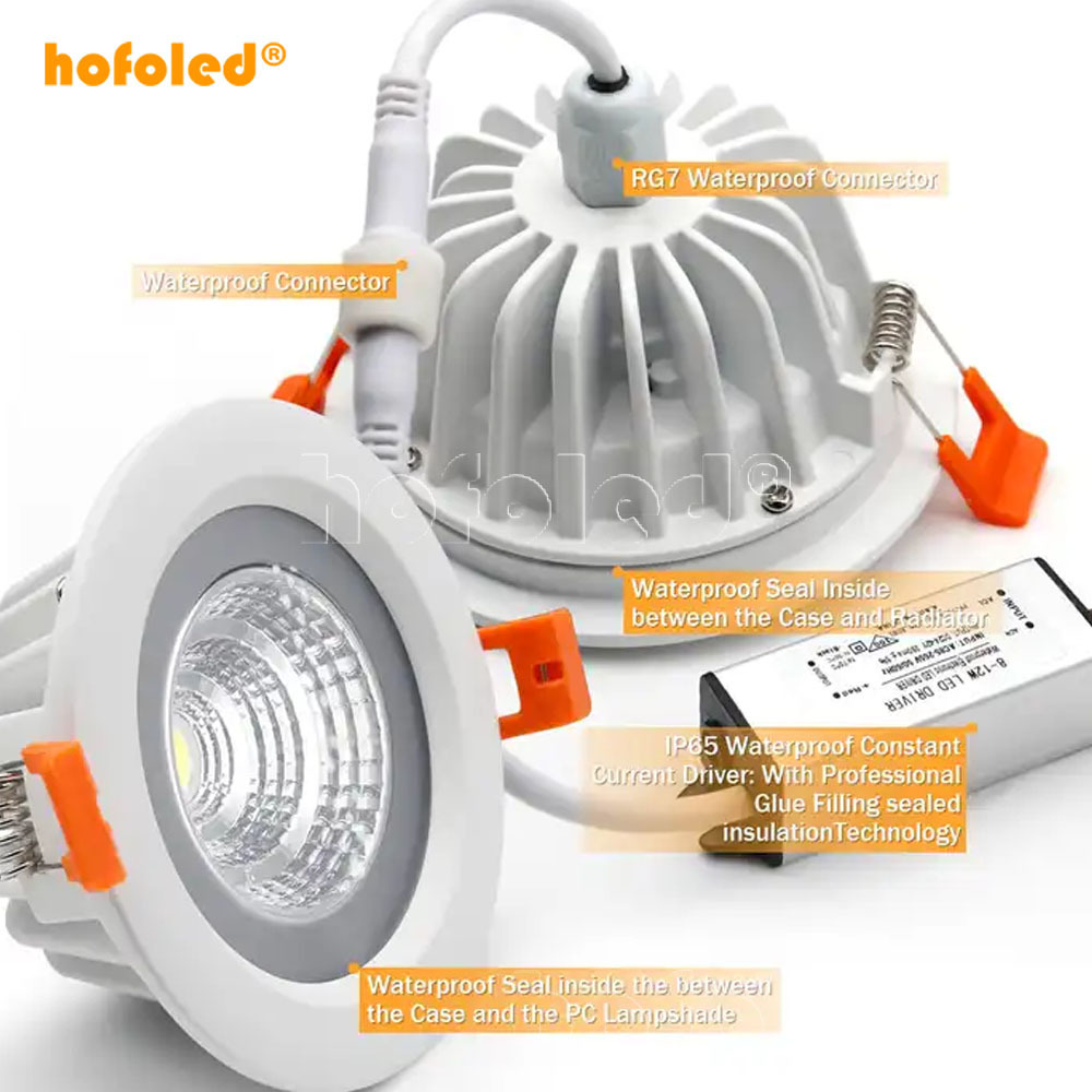 Waterproof LED Downlights 5W 7W 9W 12W 15W Round Anti-fog Spot Lights Toilet Sauna Bathroom IP65 COB Recessed LED Downlight