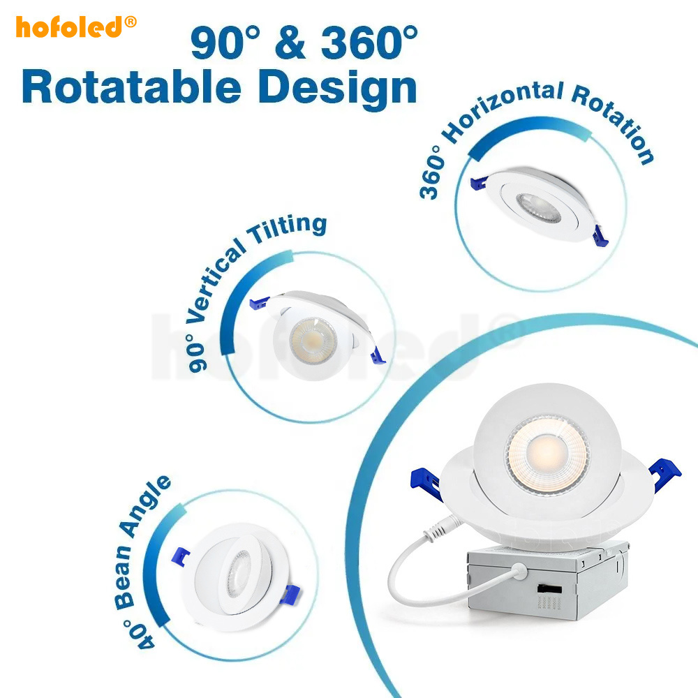 Hofoled Dimmable Ceiling Light 5CCT Led Modules Round Recessed Led Downlight with Junction Box