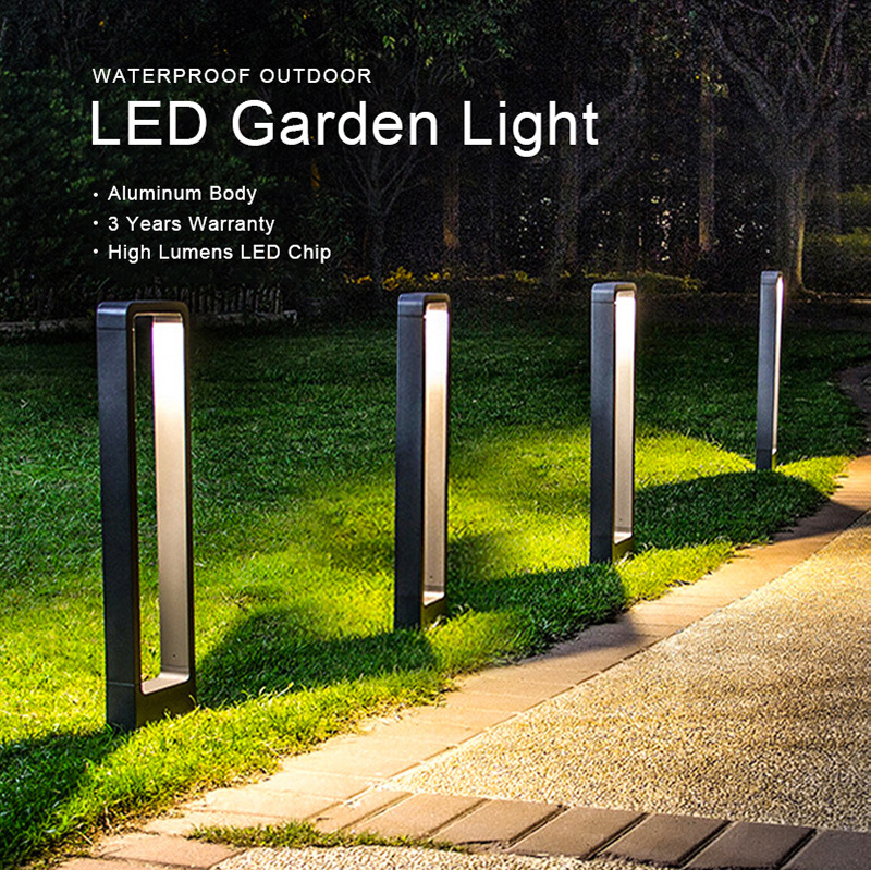 Hofoled 60cm 80cm Waterproof Solar Garden Light Landscape Pathway Highlight Modern LED Bollard Post Light Outdoor LED Lawn Light