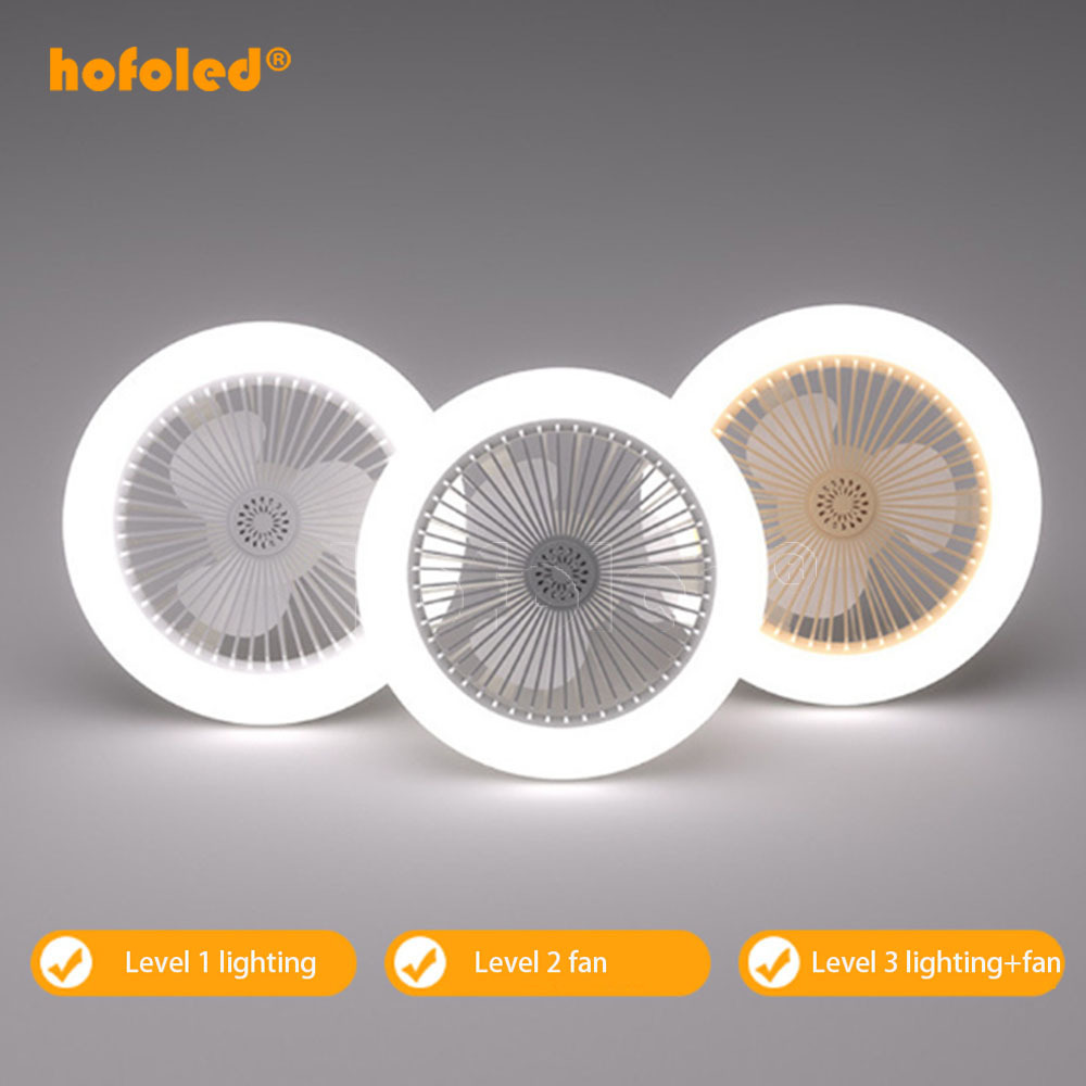 Modern Ceiling LED Light with Remote Control Adjustable E27 Electric Fans LED Bulb for Living Room and Industrial Use AC Motor