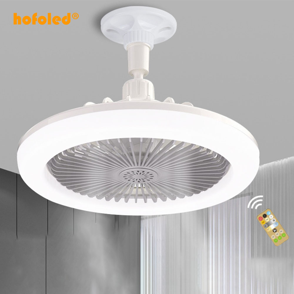 Modern Ceiling LED Light with Remote Control Adjustable E27 Electric Fans LED Bulb for Living Room and Industrial Use AC Motor