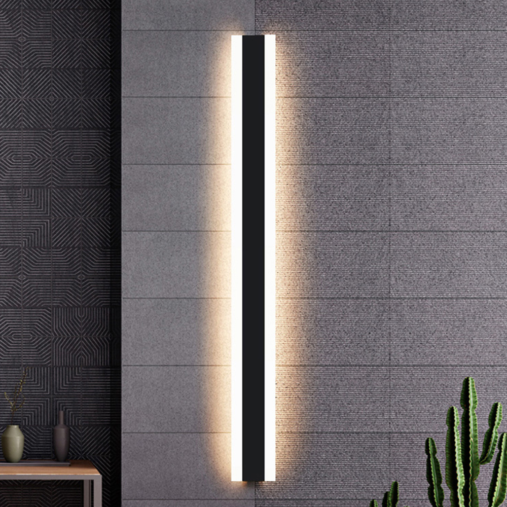 30-240CM Aluminum Satin Black Wall Light for Villa Garden Outdoor Lighting Fixtures Waterproof Wall Mounted Lamps