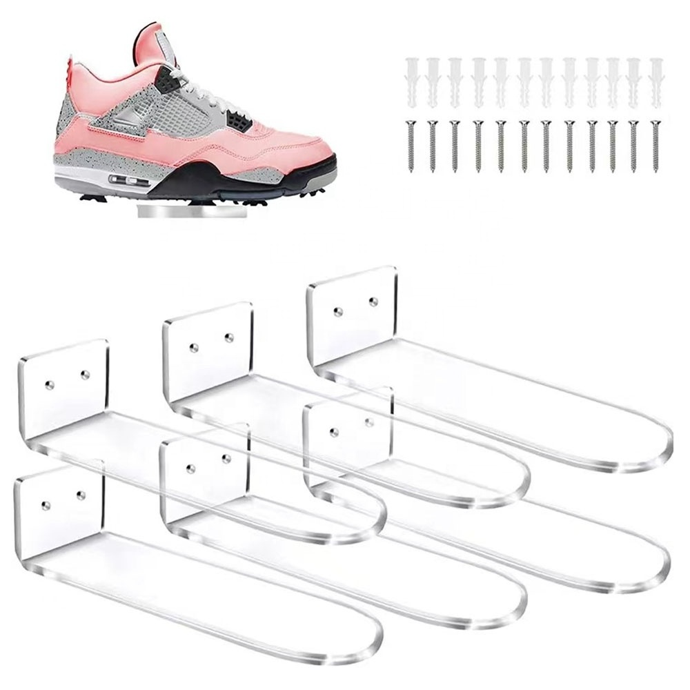 6PACKS Clear Acrylic Sneaker Displays Rack  Display Stand Wall Mounted  Floating  Shoe Shelf