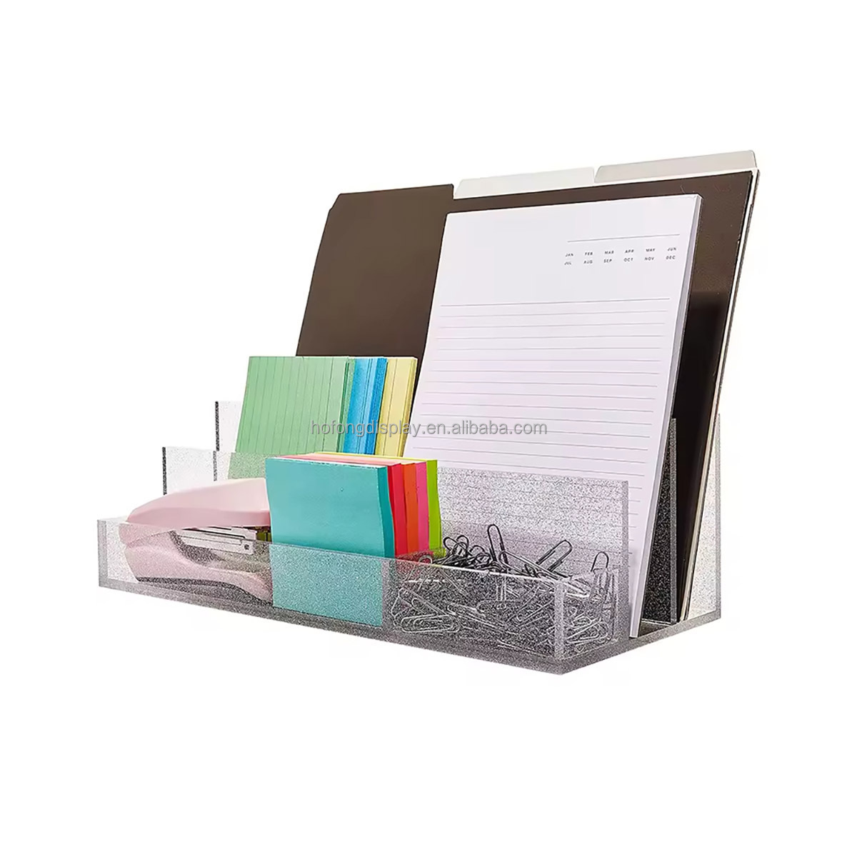 HoFong Acrylic Pen Pencil Organizer Paperclip Sticky Note Storage Mail Sorter Letterhead Office Supplies Acrylic Desk Organizer