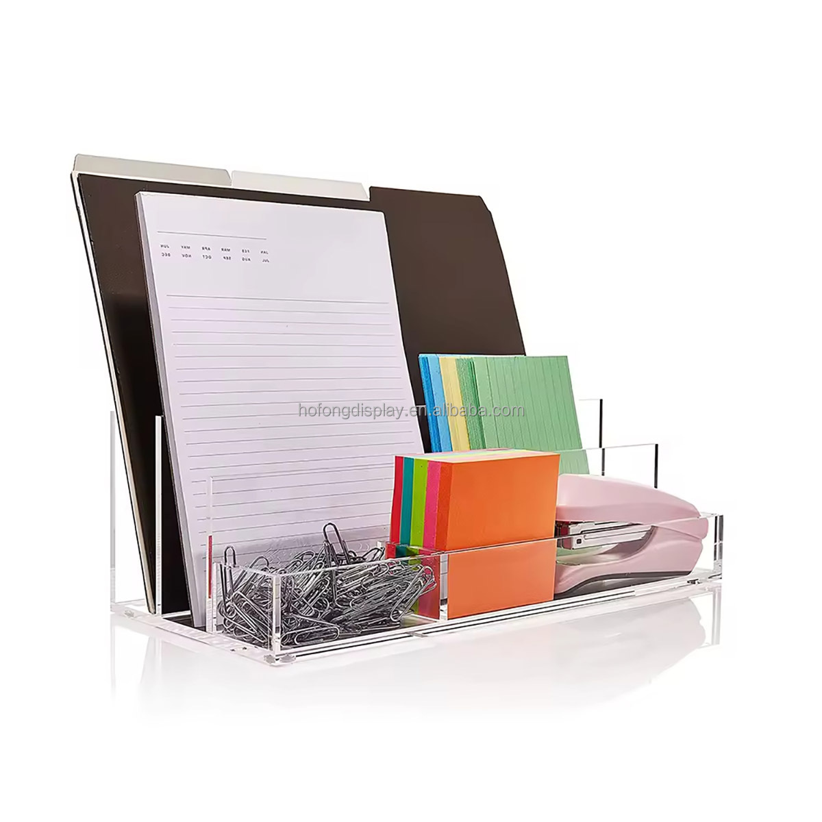 HoFong Acrylic Pen Pencil Organizer Paperclip Sticky Note Storage Mail Sorter Letterhead Office Supplies Acrylic Desk Organizer