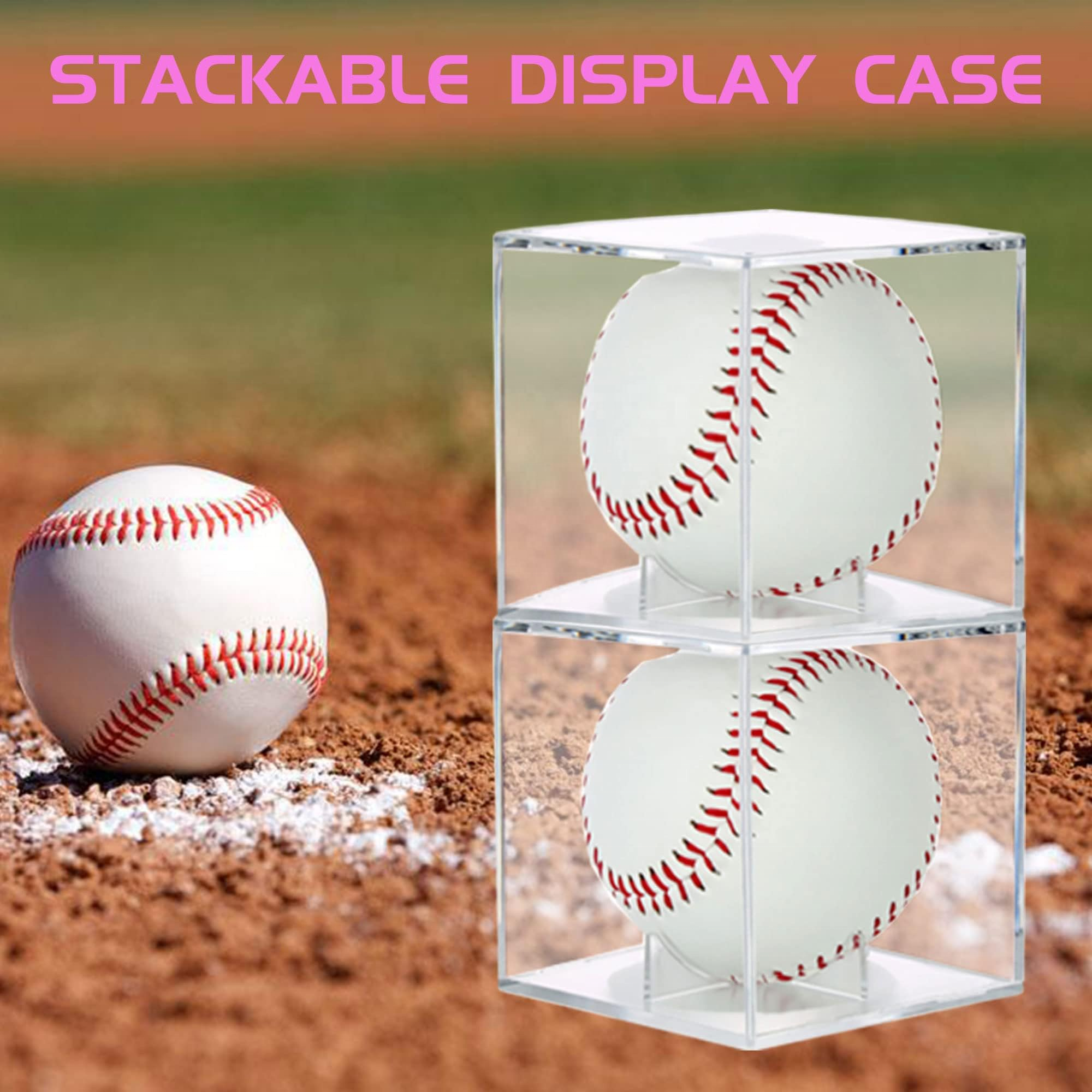 Baseball Display Case Acrylic Boxes for Display with UV Protected Baseball Cube Memorabilia Display Protector