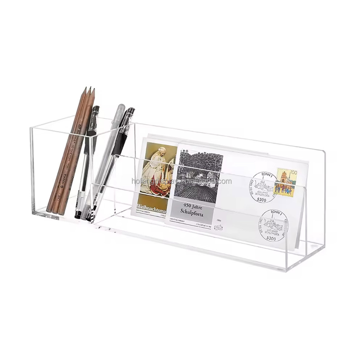 HoFong Acrylic Pen Pencil Organizer Paperclip Sticky Note Storage Mail Sorter Letterhead Office Supplies Acrylic Desk Organizer