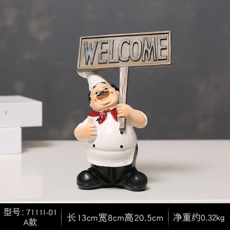 Cheap Resin Chef Sculpture Set Home Decoration Kitchen Chef Statue