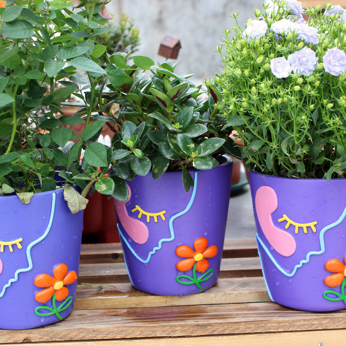 Colorful Resin Butterfly Artificial Planter And Flower Pots For Outdoor Garden Planters