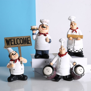 Cheap Resin Chef Sculpture Set Home Decoration Kitchen Chef Statue