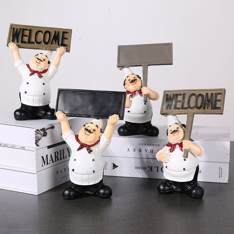 Cheap Resin Chef Sculpture Set Home Decoration Kitchen Chef Statue