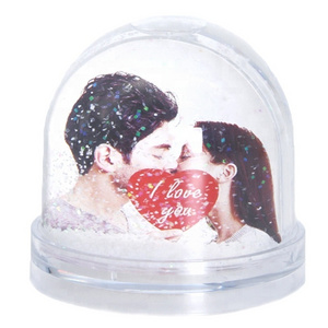 OEM wedding snow globe plastic empty snow globe with photo insert water globe