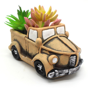 OEM cheap mini truck shape cement concrete succulent planter flower pot