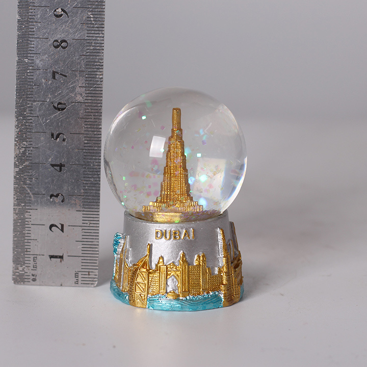 luxurious Dubai building snow globe for tourist souvenir