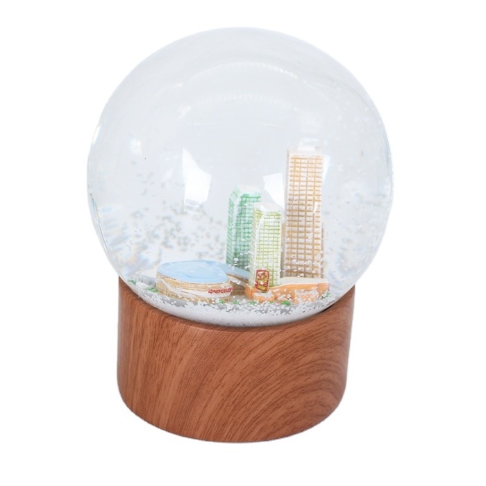 Custom Snow Globe Resin Skyscraper Home Decoration Snow Globe Glass