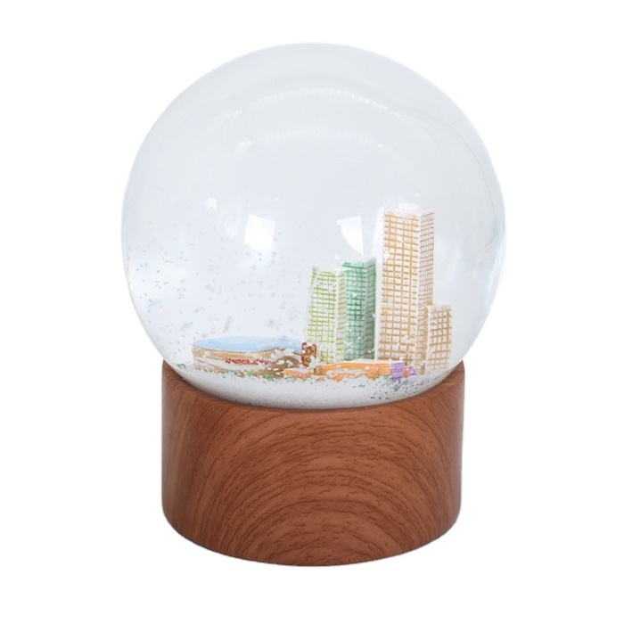 Custom Snow Globe Resin Skyscraper Home Decoration Snow Globe Glass