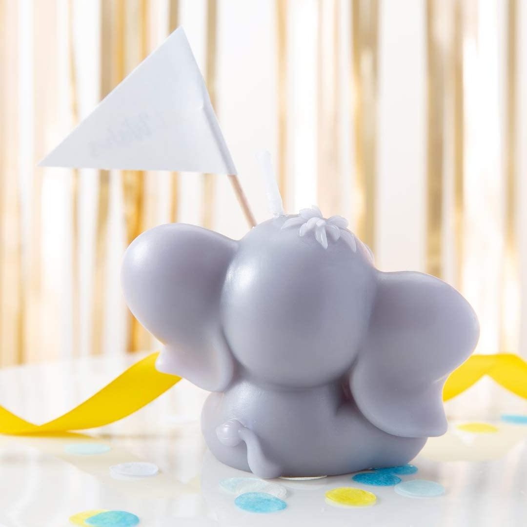 Cute Baby Elephant Cake Candle for Birthday Party and Wedding Favor (Baby Boy)