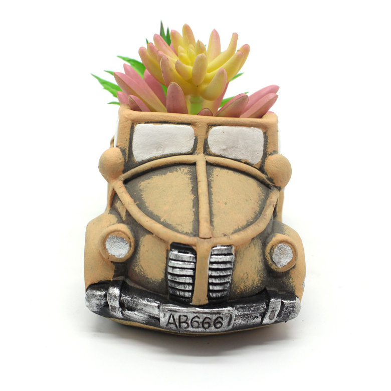 OEM cheap mini truck shape cement concrete succulent planter flower pot