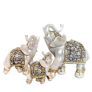 Hot Popular Set Of 3 Silver Indian Elephant Statues Home Decor Resin Elephant Statue