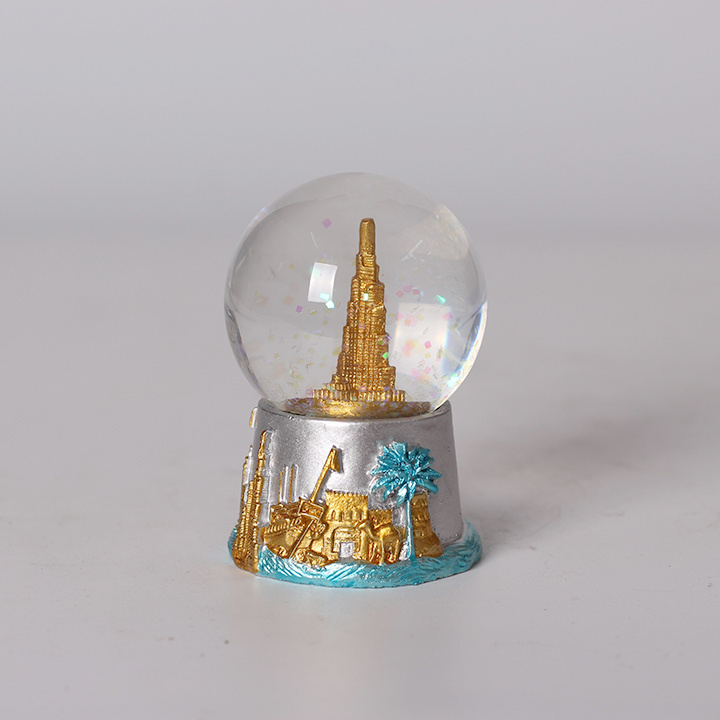 luxurious Dubai building snow globe for tourist souvenir