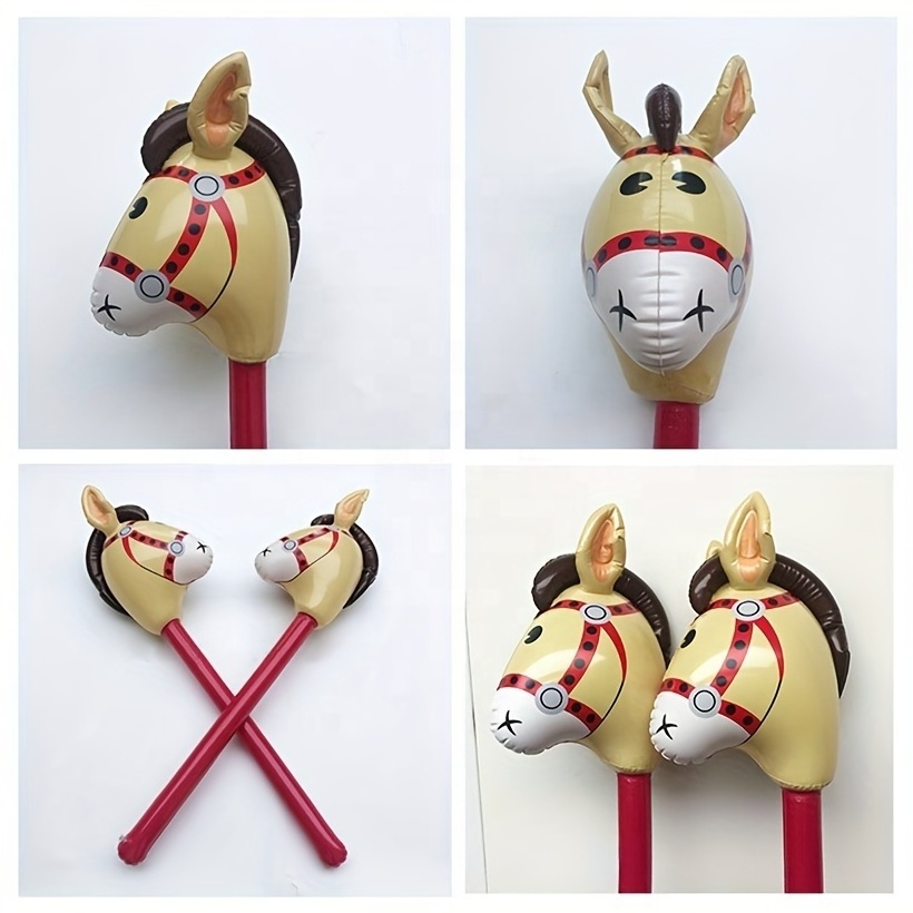 Hot selling Amazon inflatable horse stick for kids custom Inflatable horse head stick