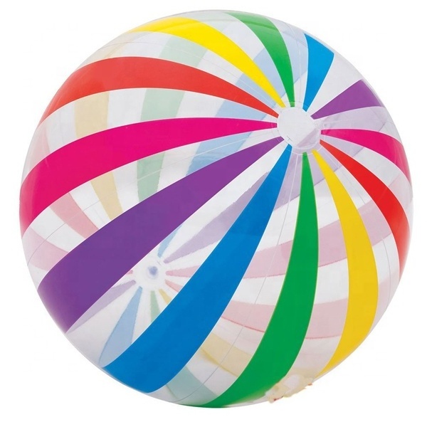 42 inch Inflatable Glossy Big Rainbow Ball Transparent Colorful Giant Beach Ball