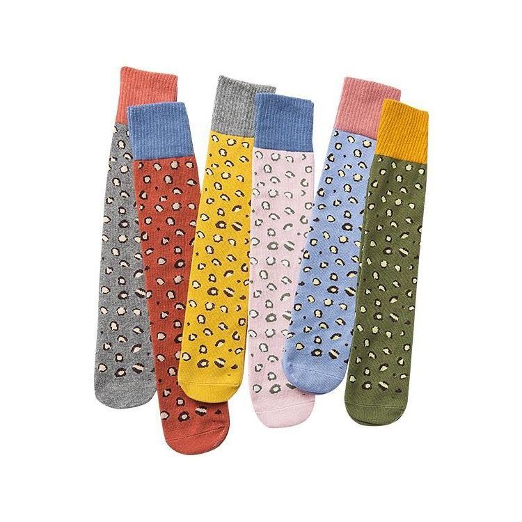 Novelty leopard kids socks girls knee high cotton socks for children's