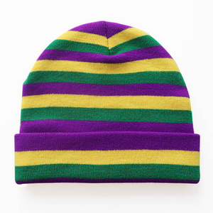 New Knitted Mardi Gras Hat Mardi Gras Stripe Beanie