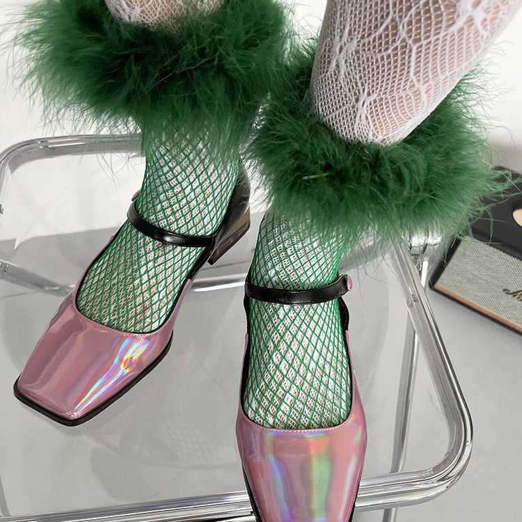 Fashionable Sexy Spice Girl Hollow Color Feather Fishnet Socks