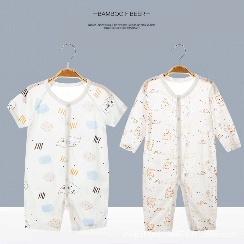 Summer Thin Short Sleeve Baby Sleeping Bag Cool Comfortable Newborn Clothes Natural Bamboo Rompers