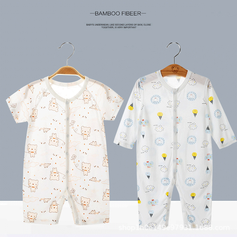 Summer Thin Short Sleeve Baby Sleeping Bag Cool Comfortable Newborn Clothes Natural Bamboo Rompers