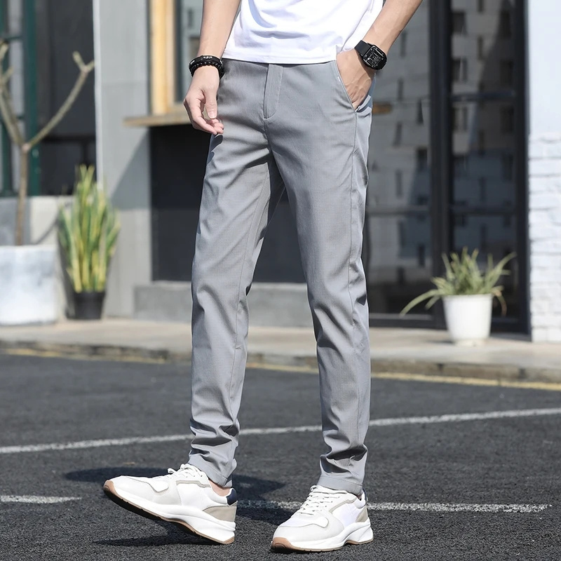 Spring Slim Straight Breathable Stretch Classic Trousers Men Casual Khaki Pant For Men