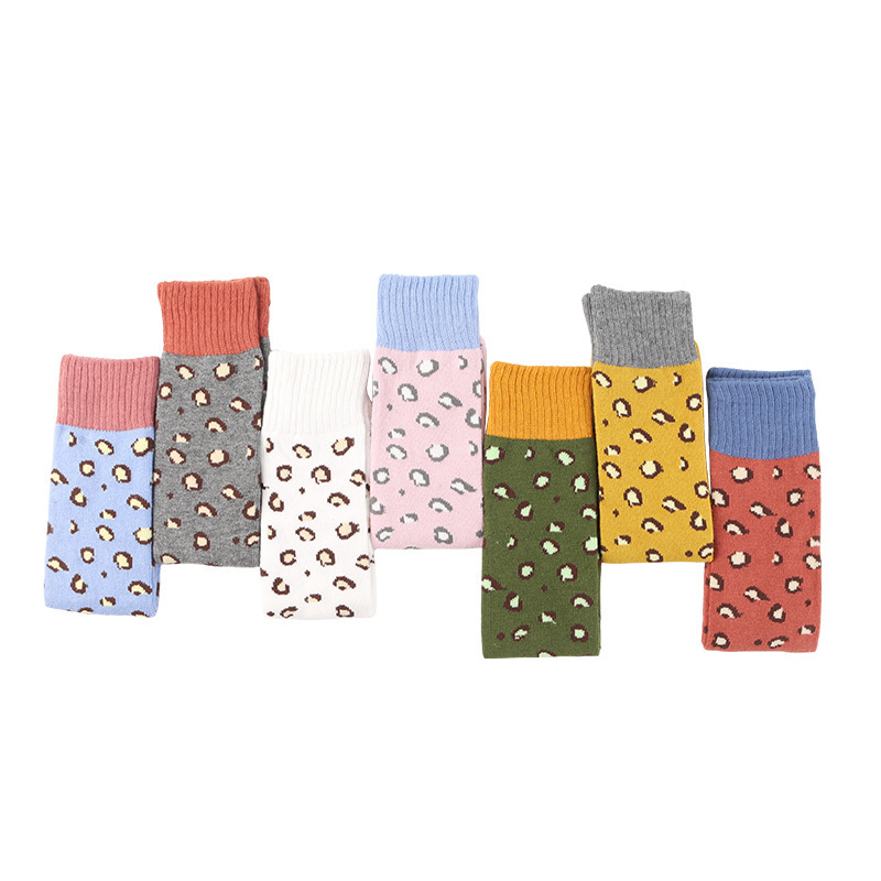 Novelty leopard kids socks girls knee high cotton socks for children's